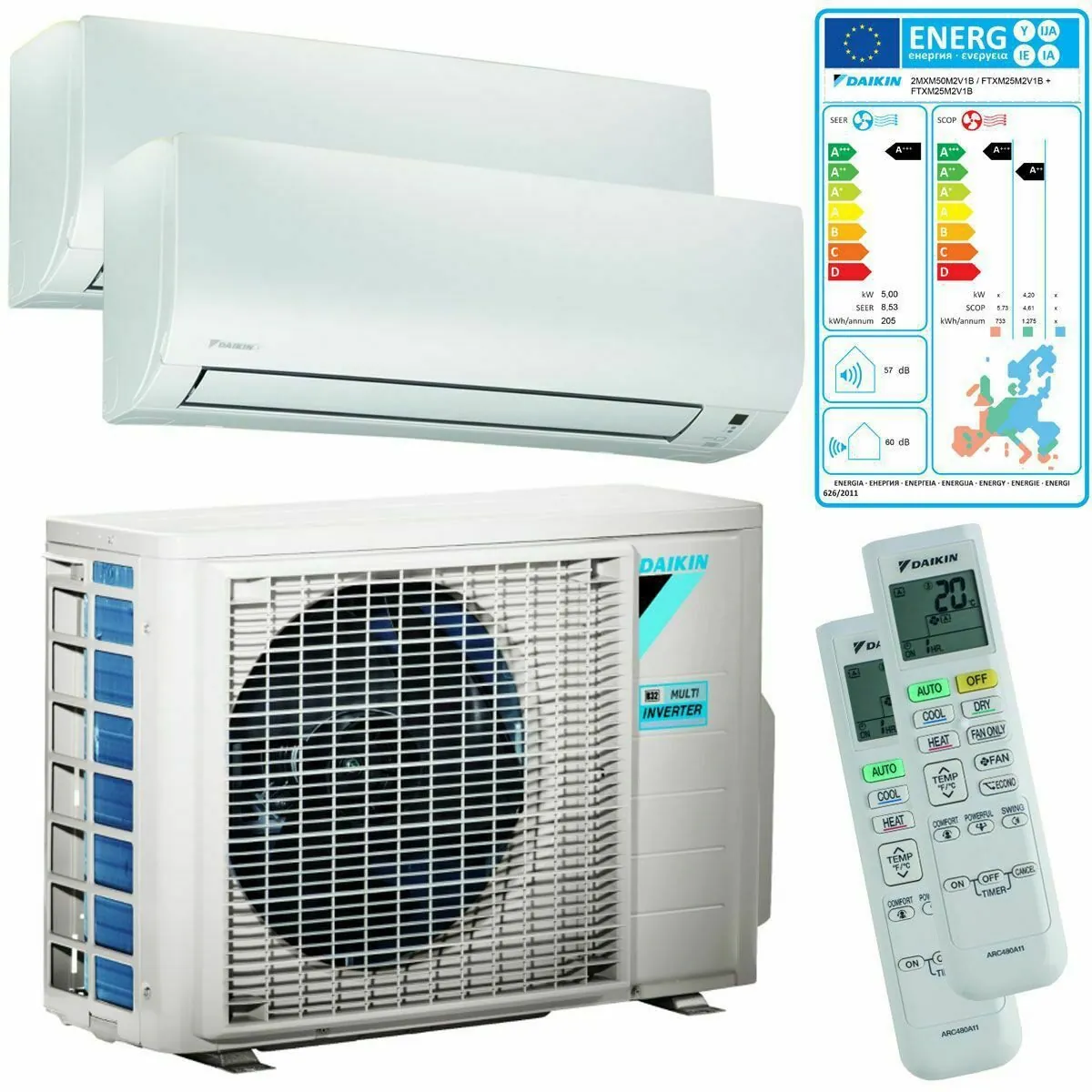 Daikin Duo set 2 x 2.5 kw en 4Kw outside unit 2 x FTXP25R + 2MXM40